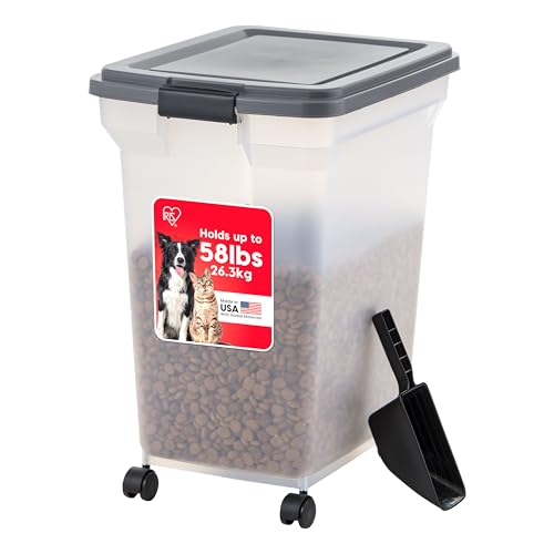 IRIS USA Dog Food Storage Container, Up to 58 lbs, Dark Gray, Made in USA - color: Dark Gray, size: 58 lbs