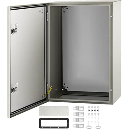 VEVOR NEMA Steel Enclosure, 24 x 16 x 10'' NEMA 4X Steel Electrical Box, IP66 Waterproof & Dustproof, Outdoor/Indoor Electrical Junction Box, with Mounting Plate - size: 24 x 16 x 10