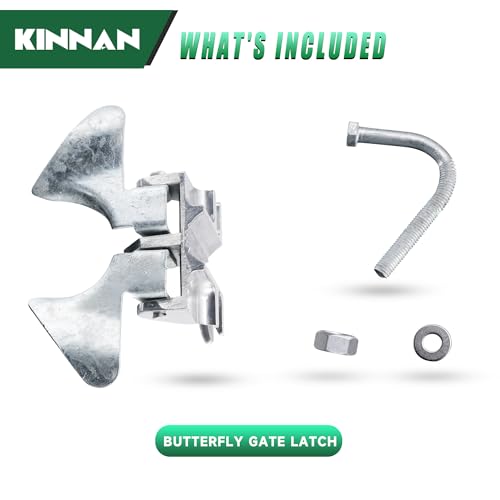 1 Pack KINNAN Chain Link Fence Butterfly Gate Latch, Galvanized Steel Butterfly Gate Latch for 1-3/8" Gate Frame and 2-3/8" Gate Post, Fence Gate Latch with Padlock Hole