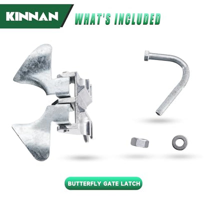 1 Pack KINNAN Chain Link Fence Butterfly Gate Latch, Galvanized Steel Butterfly Gate Latch for 1-3/8" Gate Frame and 2-3/8" Gate Post, Fence Gate Latch with Padlock Hole