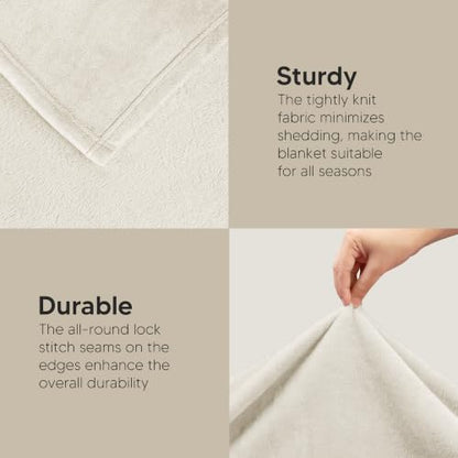Utopia Bedding Ultra Soft Fleece Bed Blanket Throw Size Linen (50x60 Inch) - color: Linen, size: Throw (50x60 Inch)