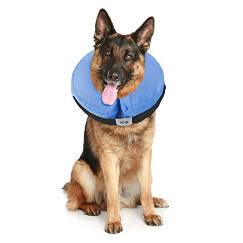 MCHY Inflatable Dog Cone,Adjustable Recovery Collar for Dogs After Surgery,Prevent from Biting & Scratching,Not Block Vision (Blue, XL-Neck 20''- 25'') - color: Blue, size: XL-Neck 20"- 25"