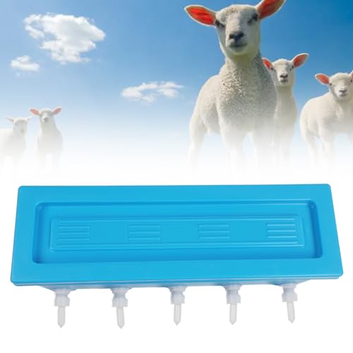 Sorandy Silicone Lamb Drink Feeder, Farm Livestock Breeding Feeder, Vertical Type Calf Feeding Bottle with 5 Nipples Wall Mounted 8L Livestock Milk Feeding Bucket for Nursing Animal Lamb