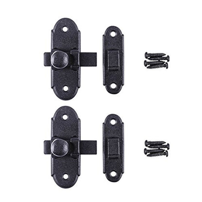 Renovators Supply Manufacturing Slide Bolt Latch 2.2 in. Black Wrought Iron Ball Tip Style Slide Bolt with Mounting Hardware Pack of 2 - size: Pack of 2