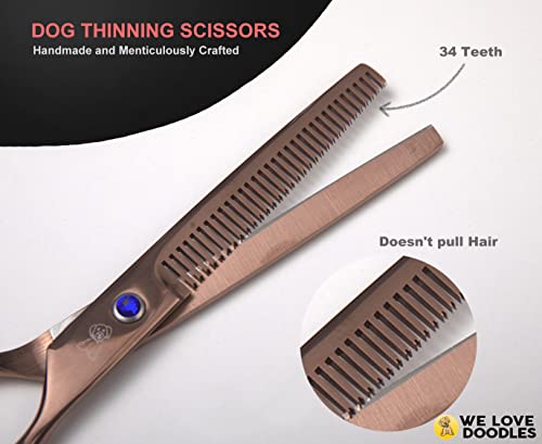 Dog Grooming Scissors Kit, 4 Pieces, Curved, Straight & Thinning Shears Set - size: Medium
