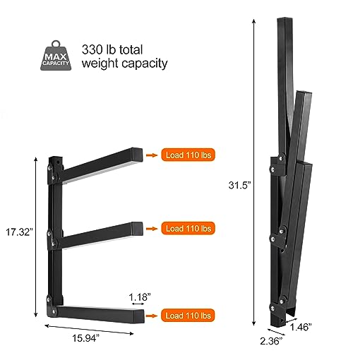 Ultrawall Wall Mount Wood Organizer and Lumber Storage Rack with 3-Level | Garage Metal Wood Storage Rack for Indoor & Outdoor Use, Black 4 Pack - style: Black-4 PACK