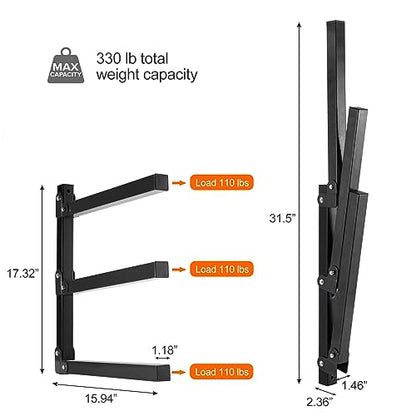 Ultrawall Wall Mount Wood Organizer and Lumber Storage Rack with 3-Level | Garage Metal Wood Storage Rack for Indoor & Outdoor Use, Black 4 Pack - style: Black-4 PACK