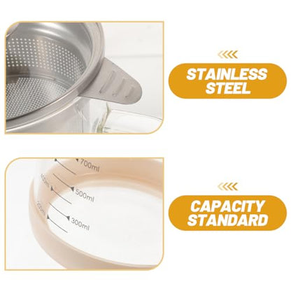Hemobllo Soybean Milk Container with Strainer Fine Mesh Juice Strainer Pitcher for Tea Nut Milk and Juice Filtering Glass Jug 6.69 X 4.72 X 8.46 in 1 piece