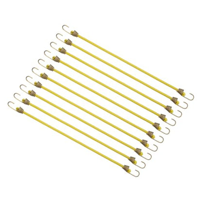 PATIKIL Bungee Cords with Hooks, (10 Inch, Yellow)(10Pcs), Adjustable Rubber Stretchy Heavy Duty Short Elastic Bungee Cord for Luggage Roof Rack Hang Outdoor Tent Tarp