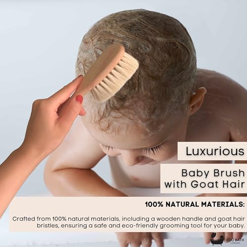 Eco Bath London Baby Brush with Goat Hair - Ultra Soft Baby Bath Brush for Newborns, 100% Natural Baby Brush