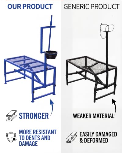 Garvee 47 Inch Heavy Duty 600LBS Goat Stand with Feed Bin - color: Blue 47inch