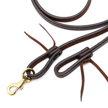 Jeffers Equine LuxeLeather Heavy Oiled Western Leather Horse Reins – Split, Laced & Roping Styles with Tie or Snap Ends for Riding & Training - size: 5/8" x 8'