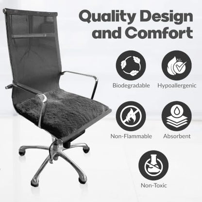 Natural Medical Sheepskin Pad, Non-Slip Back, Charcoal, 17 x 17 in, 2 Pack - color: Charcoal Grey, size: 17x17 Inch (Pack of 2)