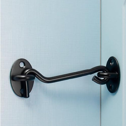 2 Pcs Barn Door Lock, 3 inch Steel Hook and Eye Latch for Door, Black - size: 3 Inch