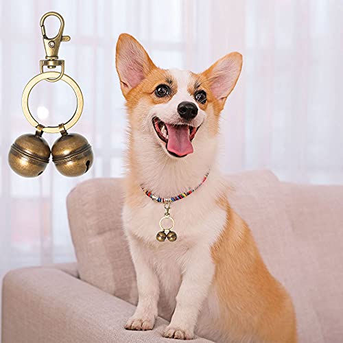 Copper Bells for Dog Collars with Snap Clips - Dog Bells to Go Outside,Made of Pure Copper for Dogs/Cat - Clear Sound & No Rust - Know Where Your Pet - color: D-ring(Fits All Dogs)
