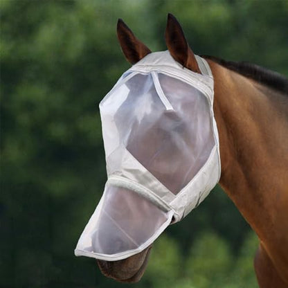 Harrison Howard CareMaster Horse Fly Mask Large Eye Space Full Face No Ears Moonlight Silver XL Extra Full Size - color: Moonlight Silver, size: Extra Full (X-Large)