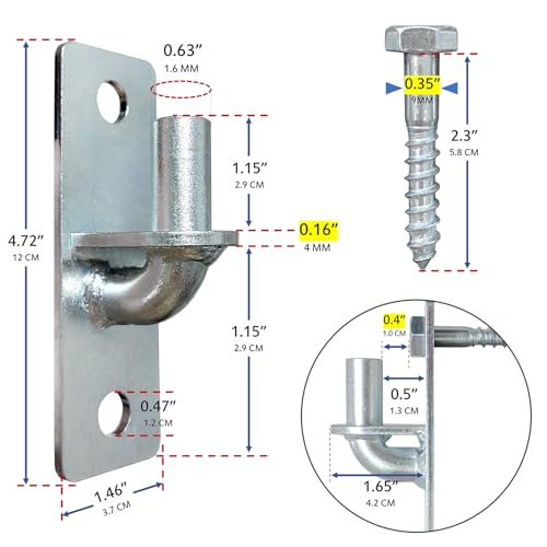 QMARK Chain Link Fence Gate Hinges, Wall Mount