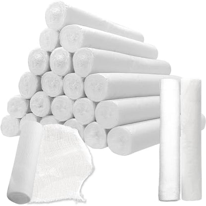24 Pack Cling Gauze Rolls 4 Inch x 5 Yard, White Rolled Gauze Wraps Vet Wrap for Horses, Pure Cotton Bandage Wrap for First Aid Medical, Wound Care, Pet Dressings, Medical Supplies - size: 24 Pack-4in