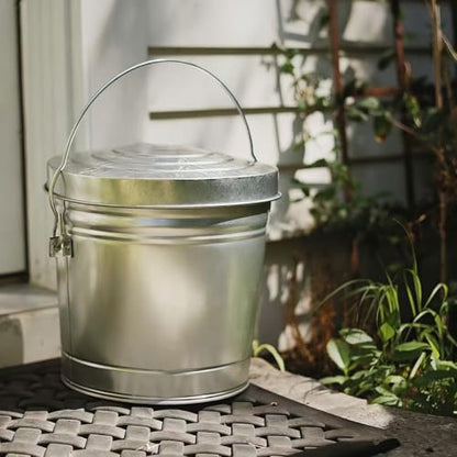 6-Gallon Galvanized Steel Storage Can with Locking Lid, Airtight Food Container for Dry Food, Pet Food, and Bird Seed