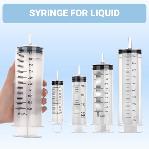 500ml Large Syringe, Epoxy Plastic Syringes for Liquids with Tip Adapter | 500cc Syringe for Scientific Labs, Measuring, Watering, Refilling, Filtration, Plants, Multiple Uses, Individually Sealed - style: 500 ML