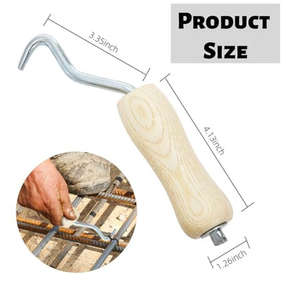 10 Pack Rebar Wire Twister, Pull Tie Twister Tool with Ergonomic Wooden Handle, Concrete Metal Wire Twisting Fence Tool for Fence Twisting