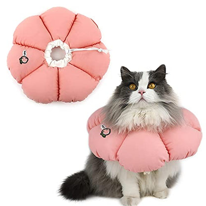 HiDREAM Cat Cone Collar,Cute Waterproof Elizabethan e Collar for Cats,Anti-Bite Lick Wound Healing Safety Cat Recovery Collar,All-Season Style - color: Pink flowers, size: Medium