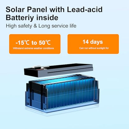 Solar Electric Fence Charger, 20 Miles 7.5W 0.5J for Livestock