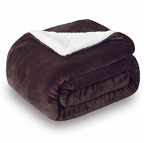 SOCHOW Sherpa Fleece Throw Blanket, Brown, 50x60 inches - color: Brown, size: 50"×60"
