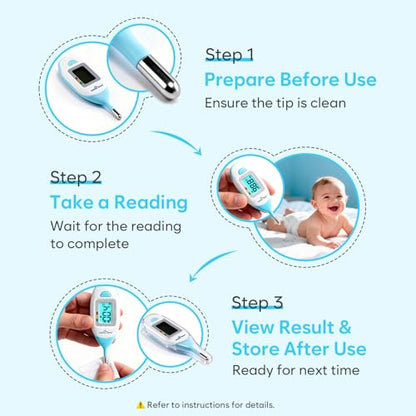 Easy@Home Baby Rectal Thermometer with Fever Indicator, Clear LCD Display for Fast Readings, Soft Flexible Tip for Infant & Newborn Use – EMT-027