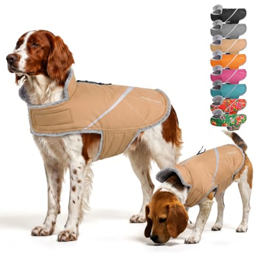VIVAGLORY Dog Jacket Warm Snowrap Dog Winter Coat Vest, S, Khaki - color: Khaki, size: S(Chest: 18-22'')