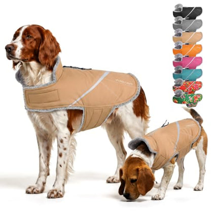 VIVAGLORY Dog Jacket Warm Snowrap Dog Winter Coat Vest, XXS, Khaki - color: Khaki, size: XXS(Chest: 12-15'')
