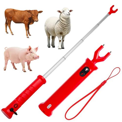 Cattle Prod Livestock w/LED Light Waterproof Rechargeable Extend to 37" RED - color: Red