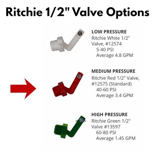 RITCHIE 12575 1/2" VALVES for Larger Ritchie Waterer Red Med Pressure