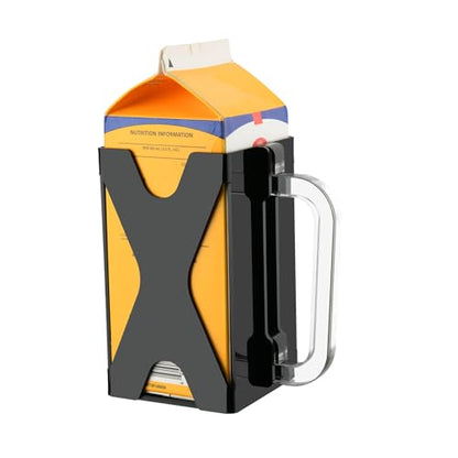 Beautyflier Half Gallon Milk Carton Holder with Removable Handle, Acrylic Holder for 64 OZ/Half Gallon Milk, Juice, or Beverage Carton, for Seniors, Kitchens, Restaurants, Holder Only (Black)