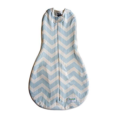Woombie Grow with Me Baby Swaddle, Convertible Swaddle Fits Babies 0-9 Months, Expands to Wearable Blanket for Babies up to 18 Months, Dreamy Blue Chevron - color: Dreamy Blue Chevron, style: Grow With Me