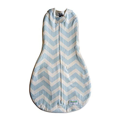 Woombie Grow with Me Baby Swaddle, Convertible Swaddle Fits Babies 0-9 Months, Expands to Wearable Blanket for Babies up to 18 Months, Dreamy Blue Chevron - color: Dreamy Blue Chevron, style: Grow With Me