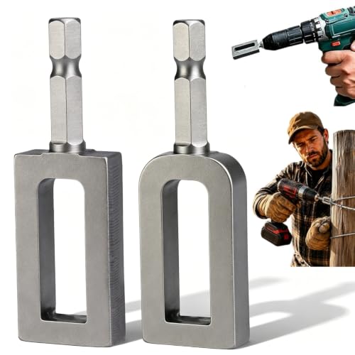 Electric Drill Wire Twisting Tool – 2PCS Heavy Duty Wire Twister Set, 1/4" Hex Shank Fast Twisting Tool for Fencing, Rebar Tying & Construction (9# & 11#)