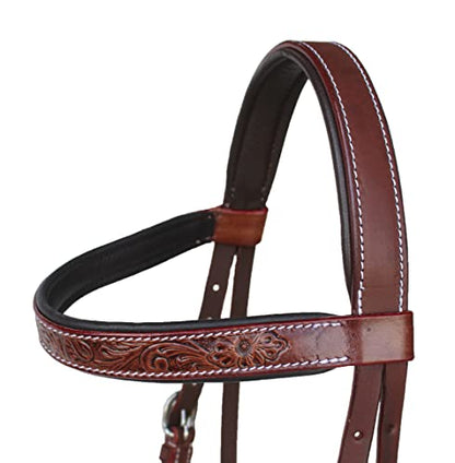Horse Western English Leather Bitless Sidepull Bridle w/ Split Reins 77RS30 - color: Brown