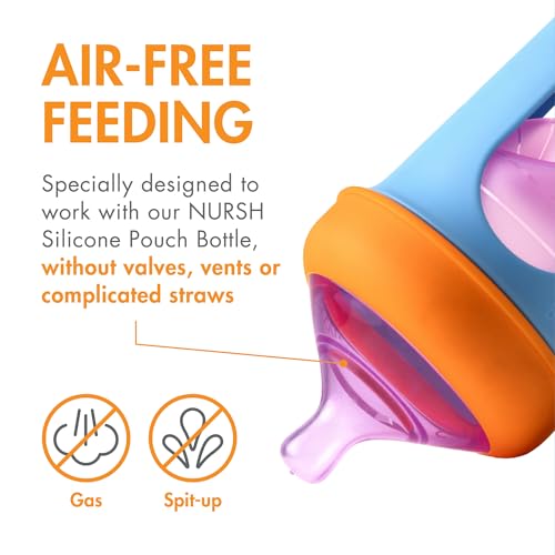 Boon Nursh Silicone Bottle Nipples - Fast Flow - 3 Count - Colorblock - size: 1 Count (Pack of 3)