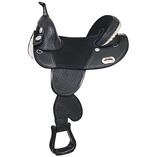 HILASON Western American Leather Trail Barrel Racing Horse Saddle | Treeless for Horses - size: 17 In