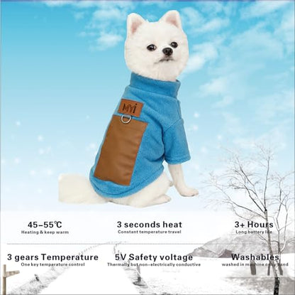 MYI Winter Heated Dog Electric Warm Coat Clothes for Small Medium Large Dogs Outside/Inside Cold Weather Jacket pet Vest Blue L(NOT Included Batteries) - color: Blue, size: Large(Back length 11.8 Inch)