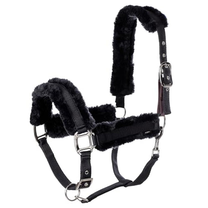 Equinavia Valkyrie Ultra Fleece Soft Padded Horse Halter Breakaway - color: Black/Black, size: Cob