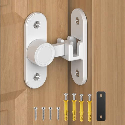 Sliding Barn Door Lock - 90/180° Flip Door Latch (White-1 Pc) - color: White-1 Pc