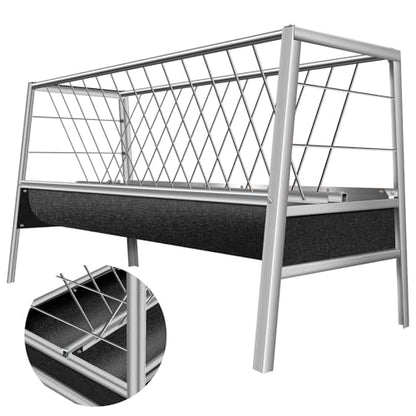 Pasture Feeder with Rubber Pan, 77 Gallon Large Capacity, 2-in-1 Stainless Steel Design for Goats, Sheep, Horses, Easy to Clean