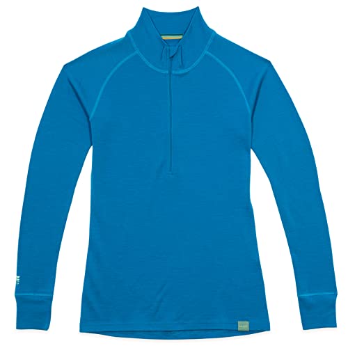 MERIWOOL Womens Base Layer 100% Merino Wool Midweight 250g Half Zip Sweater for Women - color: Electric Blue, size: Medium