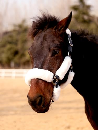 Harrison Howard Fleece Halter Covers for Horses, Set of 9, Prevent Hair Loss Pressure Marks, Padded Horse Halter Fleece Set White - color: White