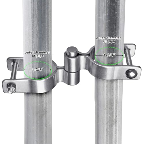 Insaga 2 Pack 1-3/8" Heavy Duty Chain Link Fence Gate Hinges, 304 Stainless Steel T-Post & Pipe Gate Hinge Kit with Frame and Post Brackets, Bolts & Nuts Included for Farm, Cattle, and Chain Link Gate - color: Lightweight, size: 1-3/8''-2Pack