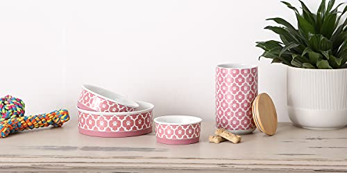 Bone Dry Lattice Collection Pet Bowl & Canister, Treat Canister, 4x6.5", Rose - color: Rose, size: Treat Canister, 4 x 6.5 in (Pack of 1)