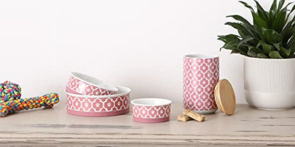 Bone Dry Lattice Collection Pet Bowl & Canister, Treat Canister, 4x6.5", Rose - color: Rose, size: Treat Canister, 4 x 6.5 in (Pack of 1)