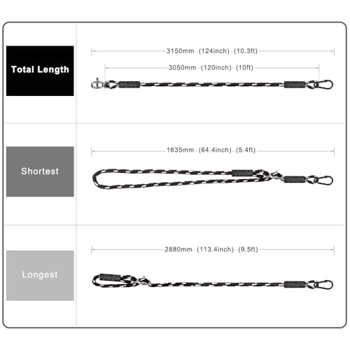 SELEWARE 10ft Tree Swing Rope, Adjustable Hammock Straps Hanging Kit - color: Black-2 Pack, size: 10ft